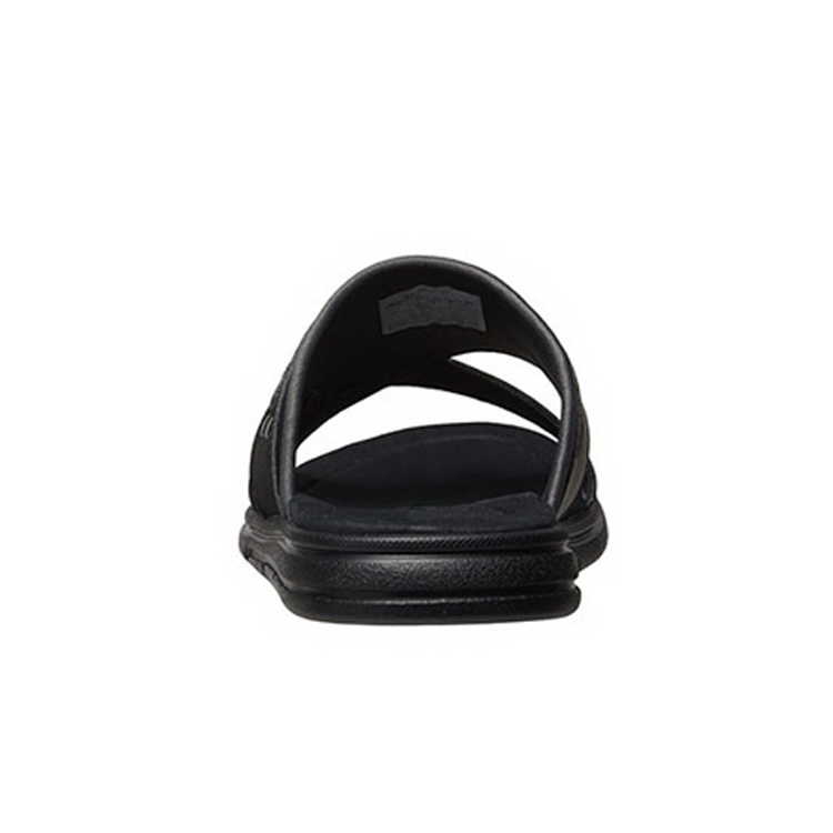 China Brand Customized High Quality Solid Black Flat Leather Summer Flip Flops Men